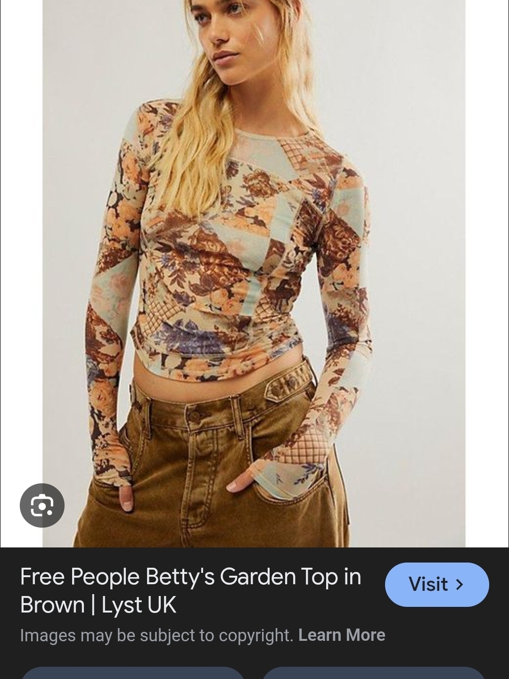 Free People Betty's Garden Cropped Top
